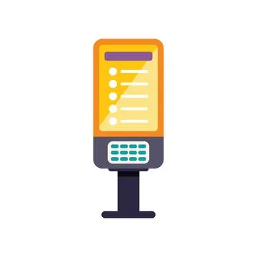 Touch screen display showing menu options on white background Stock Illustration