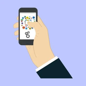Touch screen finger - creative vector illustration in flat style. Human hand of Stock Illustration