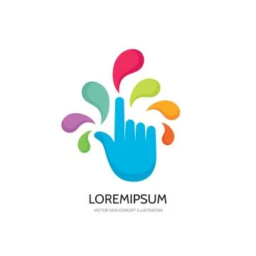 Touch screen finger - vector logo template concept illustration. Stock Illustration