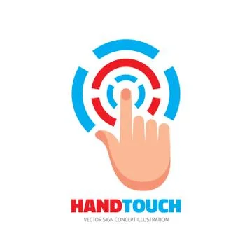 Touch screen finger - vector logo template concept illustration. Stock Illustration