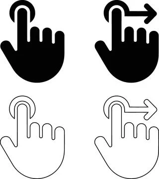 Touch screen gesture hand icons set vector Stock Illustration