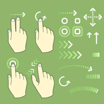 Touch screen gesture hand signs and movement Stock Illustration