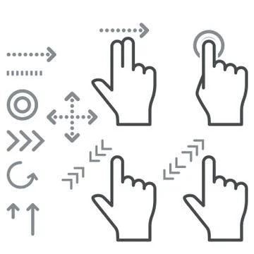 Touch screen gesture hand signs icons Stock Illustration