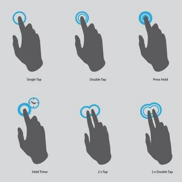 Touch screen gesture, interface (vector hand icons) set 스톡 일러스트