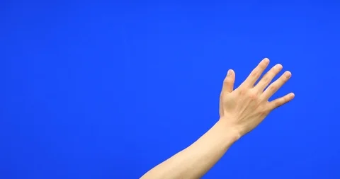 Touch screen hand gestures on blue screen background Stock Footage 90278012
