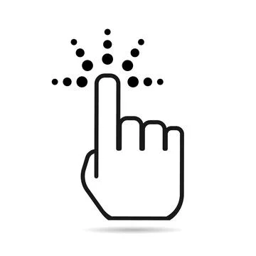 Touch screen with hand with shadow - finger, cursor flat technology push, ico Stock Illustration