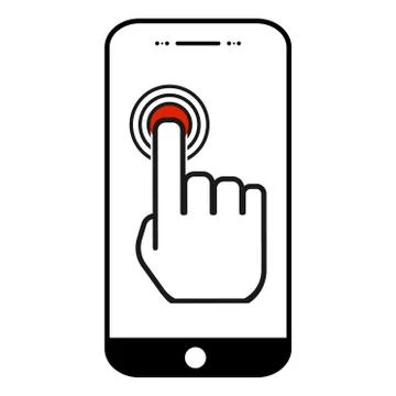 Touch screen icon for app, website. ui etc. Click finger isolated on white ba Stock Illustration