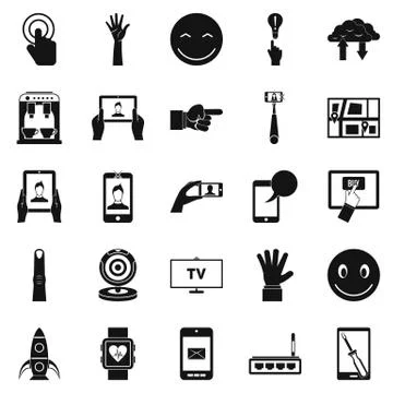 Touch screen icons set, simple style Stock Illustration