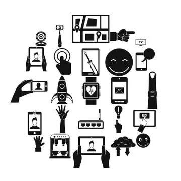 Touch screen icons set, simple style Stock Illustration