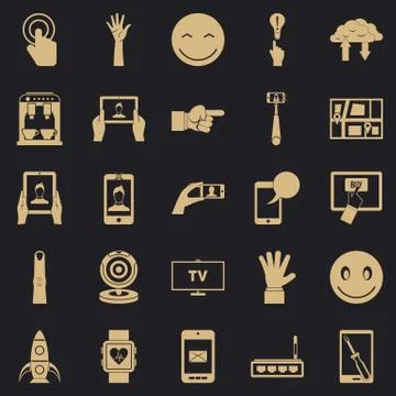 Touch screen icons set, simple style Stock Illustration