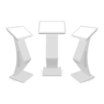 Touch Screen Information Kiosks, Front and Side View Stock Illustration