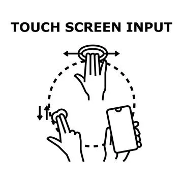 Touch screen input gesture interaction with mobile phone 库存插图