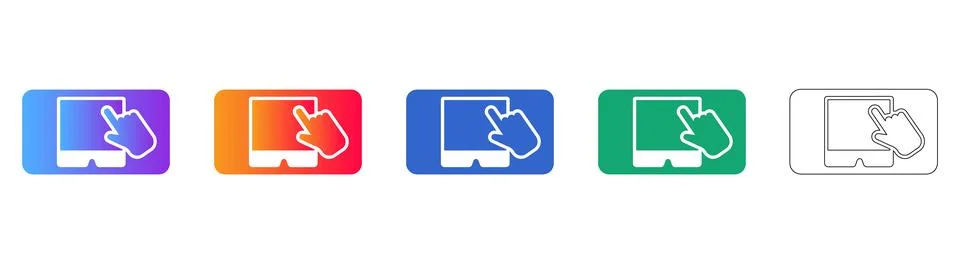 Touch Screen Interaction Icon Set Stock Illustration