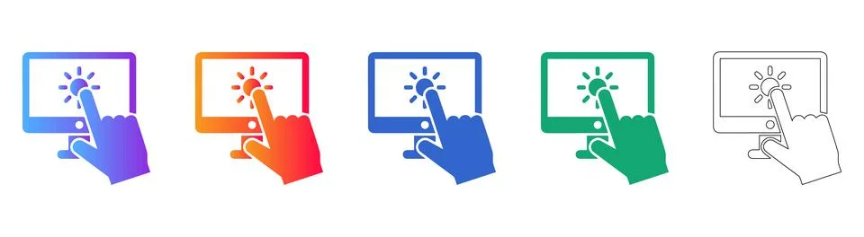 Touch Screen Interaction Icon Set Stock Illustration
