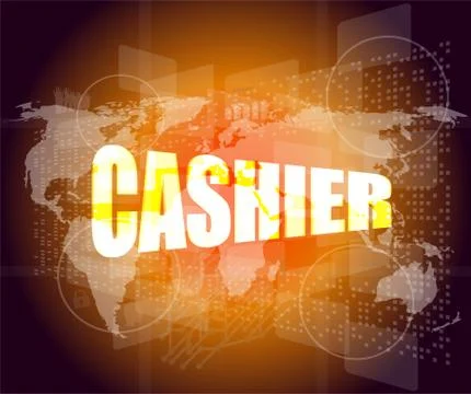 Touch screen interface with cashier word Stockillustratie