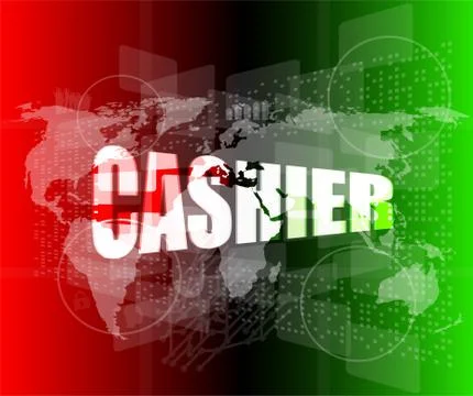 Touch screen interface with cashier word Stock Illustration