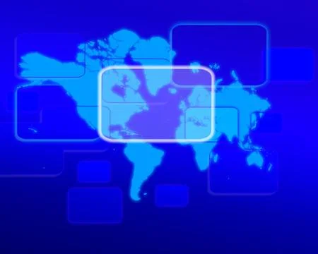 Touch screen interface with world map Stock Illustration