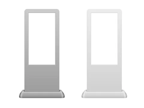 Touch screen kiosk stand mockup, 3d vector design Stock Illustration
