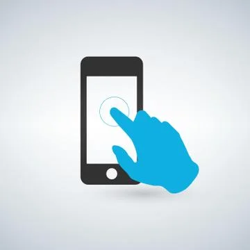 Touch screen mobile, hand touching the screen Illustrazione stock