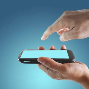 Touch screen mobile phone and pointing hand Stock Illustration