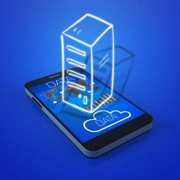 Touch screen mobile phone with data icons Stock Illustration