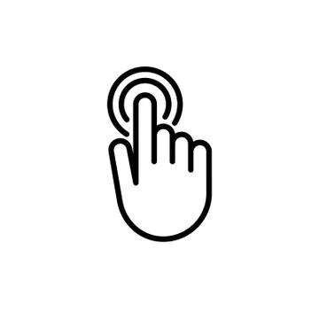 Touch screen or touchscreen finger hand press or push vector icon Illustrazione stock