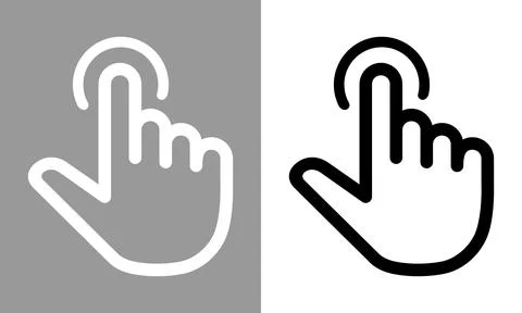 Touch screen or touchscreen finger hand press or push vector icon Illustrazione stock