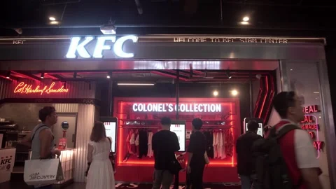 Touch screen ordering system at KFC Digital Stock Footage 284468498