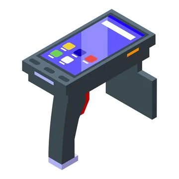 Touch screen rfid scanner icon isometric vector. City security Stock Illustration