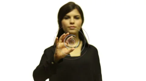 Touch screen rotation circle sign data Video stock 54531272