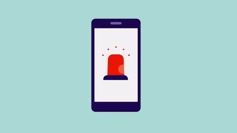 Touch screen smartphone with flashing alarm emergency 2d with Alpha Matte Stock Footage 335800739