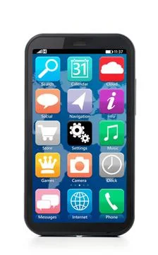 Touch screen smartphone modern touch screen smartphone with mobile interfa... 库存照片