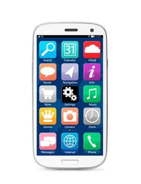 Touch screen smartphone modern touch screen smartphone with mobile interfa... 库存照片