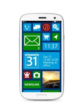 Touch screen smartphone modern touch screen smartphone with mobile interfa... 库存照片