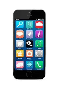 Touch screen smartphone modern touch screen smartphone with mobile interfa... 库存照片