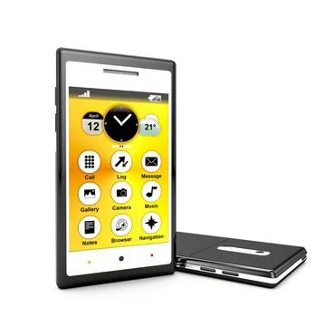 Touch screen smartphones 3d mobile phones with touch screen isolated on wh... Stock Photos