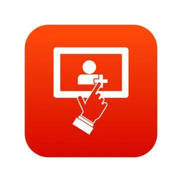 Touch screen tablet click icon digital red Stock Illustration