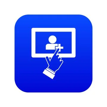 Touch screen tablet click icon digital blue Stock Illustration