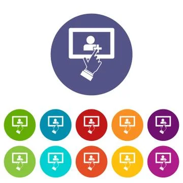 Touch screen tablet click set icons Stock Illustration