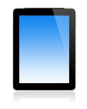 Touch screen tablet computer with blank screen isolated on white Stockfoto's
