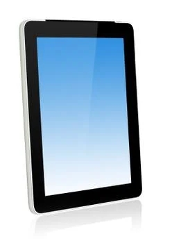 Touch screen tablet computer with blank screen isolated on white 写真素材