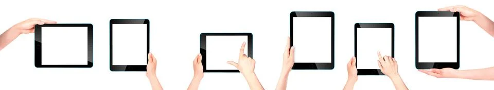Touch screen tablet computer with hand Stock Illustration