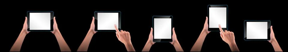 Touch screen tablet computer with hand Illustrazione stock