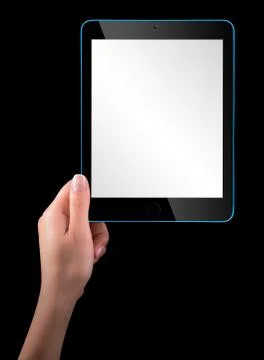 Touch screen tablet computer with hand Stock Photos