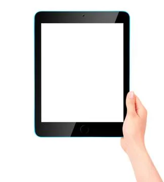 Touch screen tablet computer with hand Stock Photos