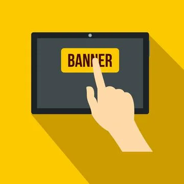 Touch screen tablet icon, flat style Stock Illustration