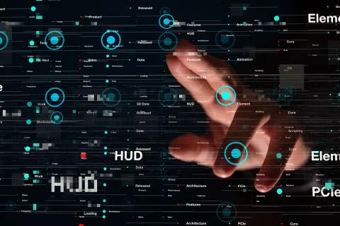 A Touch screen technology. Future modern touch screen technology Foto stock