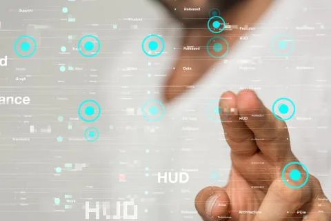 A Touch screen technology. Future modern touch screen technology Stockfoto's