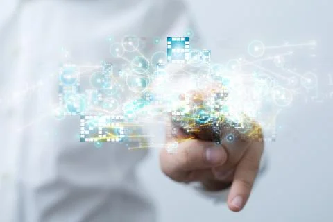 A Touch screen technology. Future modern touch screen technology 스톡 사진