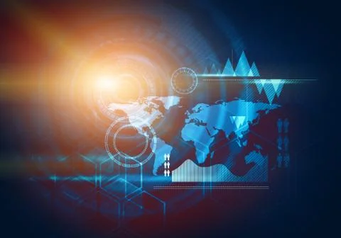 Touch screen user interface HUD with orange light flare. Stock Illustration